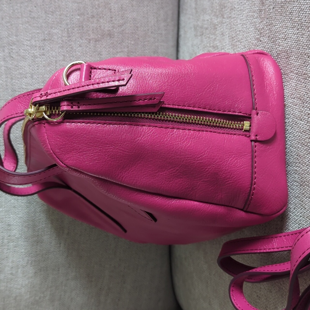 Fossil Rare Raspberry Pink Leather Sydney Satchel Bag - Picture 3 of 10